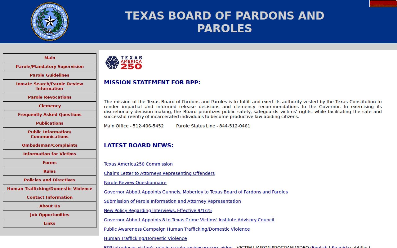 Hall County criminal records Texas parole decision authority