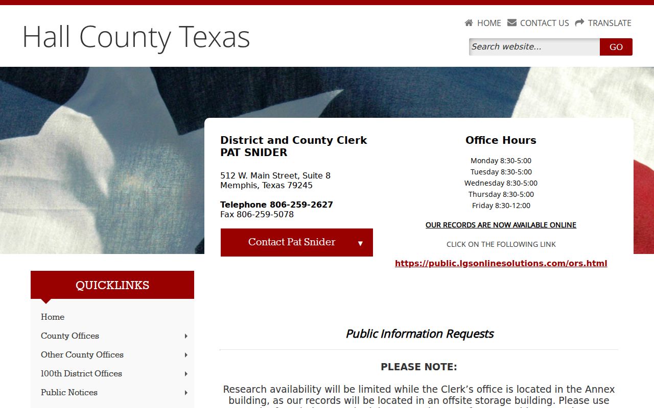 Hall County criminal records clerk access page