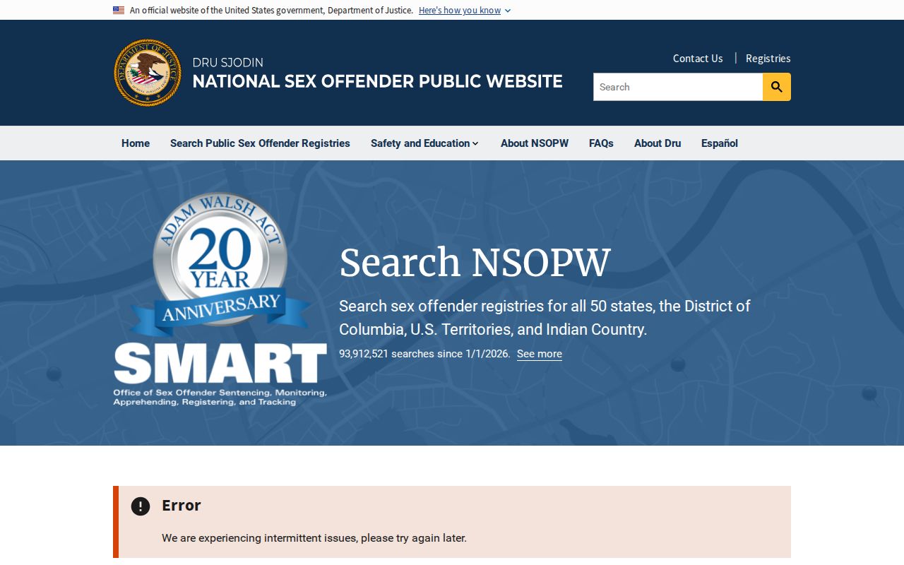 Hall County sex offender search through the national NSOPW portal